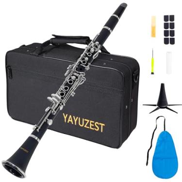 Imagem de YAYUZEST Clarinete Bb para iniciantes, clarinete Bb niquelado de 17 teclas para estudantes, profissionais e bandas escolares, com estojo de espuma rígida, 2 blocos, kit de limpeza de 8 suportes e