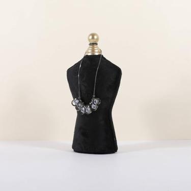 Imagem de GemeShou Suporte de exibição de colar de veludo, exibição de colar de joias pretas para vender, manequim de colar para joias, exibição de joias de busto de colar para bancada 【Preto-Médio】