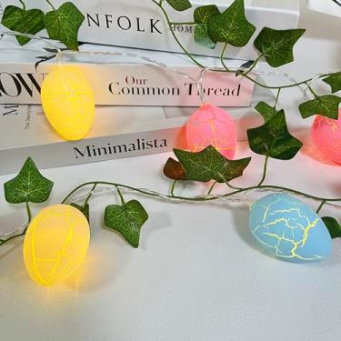 Imagem de Decorações de Páscoa, Ovos de Páscoa coloridos, cordão de luzes LED com videiras, 20 LEDs, 2 metros, operado por bateria, 2 modos, luzes de fadas para cesta, festa, lareira, cornijas, entrada