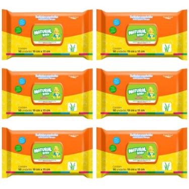 Imagem de Kit 6 Pacotes Toalhas Umedecidas Natural Baby 50 Unidades Flip Top ou 
