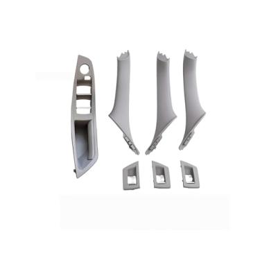 Imagem de Painel de interruptor da janela do apoio de braço da porta interior do carro dentro da porta puxar conjunto compatível com bmw série 5 f10 f11 f18 520i 523i 525i 528i 535i(One Hole Gray Set)