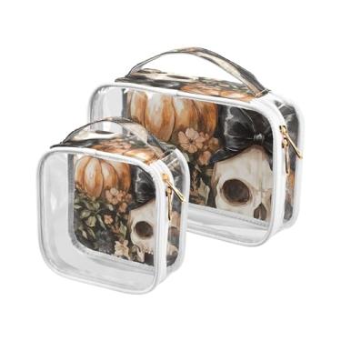 Imagem de xigua Linda bolsa de maquiagem de caveira para mulheres, bolsa de cosméticos de viagem, bolsa de higiene portátil à prova d'água para viagens, férias, organização de banheiro