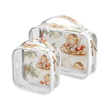 Imagem de xigua Linda bolsa de maquiagem Little Angels para mulheres, bolsa de cosméticos transparente de viagem, bolsa de higiene portátil à prova d'água para viagens, férias, organização de banheiro