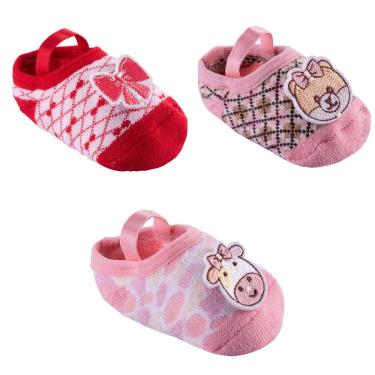 Imagem de Kit Meia Sapatilha Bebê com 3 pares Tam.21 a 25 Pimpolho