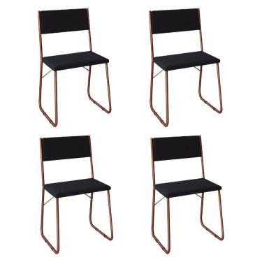 Imagem de Kit 4 Cadeiras De Jantar Estofadas Angra - Cobre E Preta - Preto