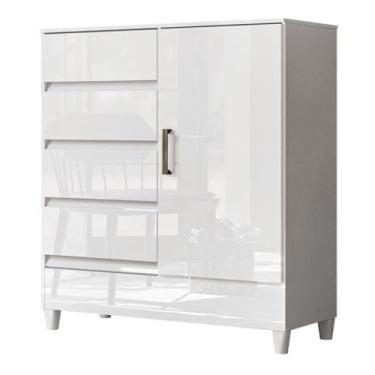 Imagem de Cômoda Fit 1 Porta e 4 Gavetas - Santos Andirá, Branco