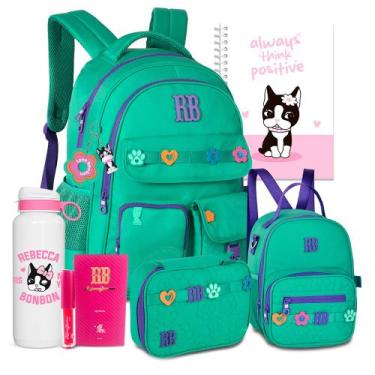 Imagem de Kit Mochila Costas Feminina Rebecca Bonbon Estojo Lancheira, Rb26232 v