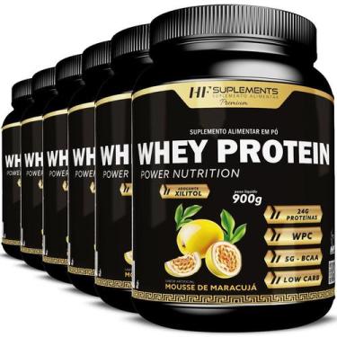 Imagem de 6x WHEY PROTEIN POWER NUTRITION MOUSSE DE MARACUJA 900G - HF SUPLEMENT