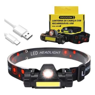 Imagem de Lanterna De Cabeça Testa Capacete Ajustável Recarregável Led - Diggico