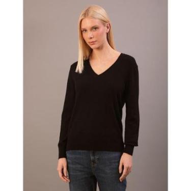 Imagem de Suéter Calvin Klein  Manga Longa Gola v Com Lã-Feminino