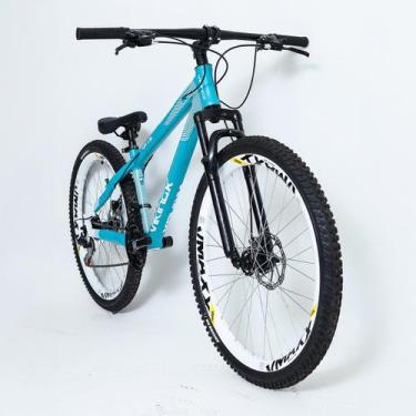 Imagem de Bicicleta 26 vikingx 21v shimano - tuff x-35 - azul claro, Branco