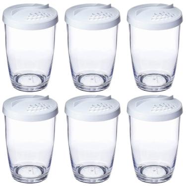 Imagem de Kit 6 Porta Queijo Farinha Temperos 350ml Farinheiro Branco Ou Buffet Restaurante Plást...