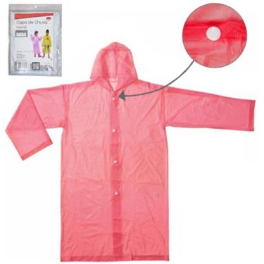 Imagem de Capa de Chuva Infantil G 45x75cm GG 50x80cm Botão e Capuz Impermeável 