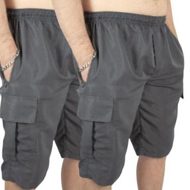 Imagem de Kit 2 Bermuda Cargo Masculina de Tactel G1 a G4 - Repelique, 2 cinza, 