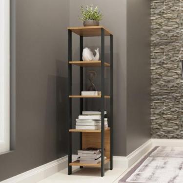 Imagem de Estante 5 Prateleiras Industrial Laranja/Freijó/Preto - Pradel