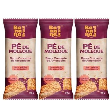 Imagem de Barra Pé De Moleque Zero Açúcar 20g Banana Brasil Kit 3 Snack Saudável