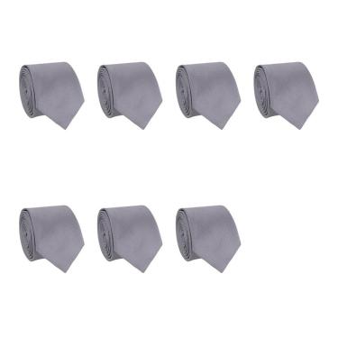 Imagem de Kit 7 Gravatas Masculina Social Slim Premium Tons de Cinza Lisa Elegante Padrinhos Formatura Trabalho