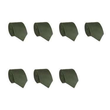 Imagem de Kit 7 Gravatas Masculina Social Slim Premium Tons de Verde Lisa Elegante Padrinhos Formatura Trabalho