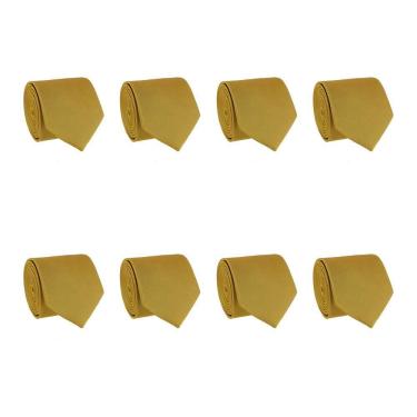 Imagem de Kit 8 Gravatas Masculina Social Slim Premium Tons de Amarelo Lisa Elegante Padrinhos Formatura Trabalho