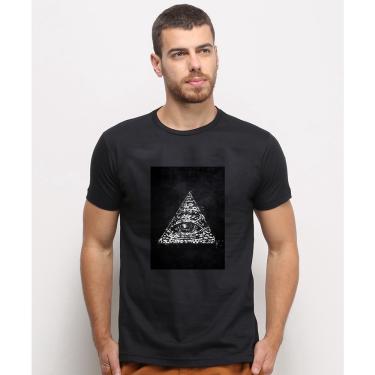 Imagem de Camiseta masculina Preta algodao Simbolo Iluminate Piramide Com Olho