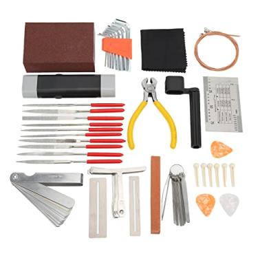 Imagem de Eujgoov Kit de ferramentas de manutenção de reparo de violão com bolsa de transporte, conjunto de ferramentas para violão acústico, guitarra, ukulelê, baixo, banjo, presente para entusiastas de música ou instrumento de corda