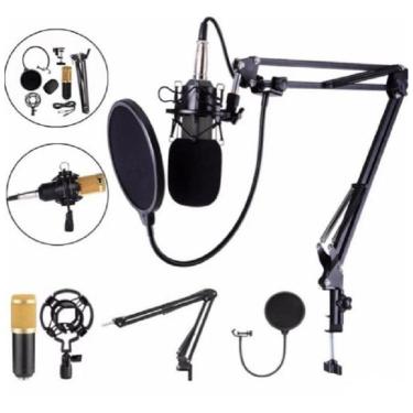 Imagem de Kit Estúdio Profissional Microfone Condensador E Shock Mount