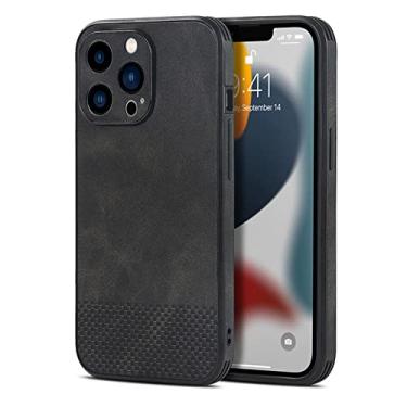Imagem de Capa para iPhone 13/13 Pro/13 Pro Max, couro PU de luxo à prova de choque antiderrapante fina capa fina proteção de câmera proteção contra quedas TPU capa bumper preta, 13 15,5 cm