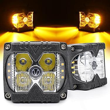Imagem de Luzes de LED para atirador lateral, POVTOR 40W Spot Holofote V Logo Âmbar Função Sólida e Estroboscópica Separada Dois Laterais Luzes de Direção para Jeep Caminhão Trator SUV 4X4 Motocicleta