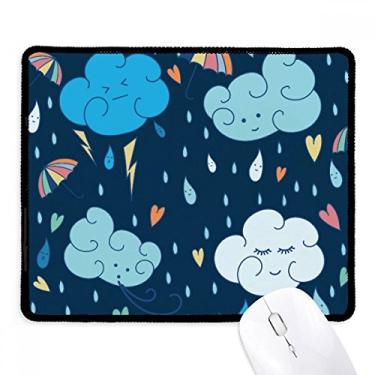 Imagem de Tapete de borracha para jogos Cloud Umbrella Rain Heart Mousepad com borda costurada