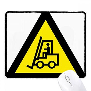 Imagem de Símbolo de aviso amarelo preto empilhadeira triângulo mouse pad borda costurada tapete de jogos de borracha