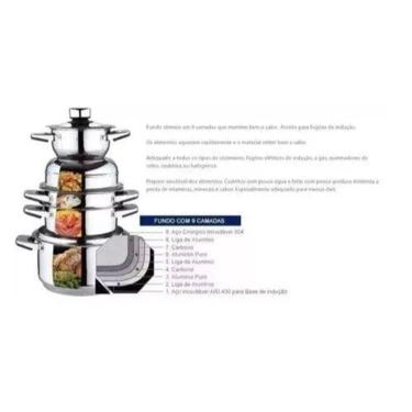 Imagem de Jogo Panelas Inox 19 Pçs - Aço Cirúrgico 9 Camadas