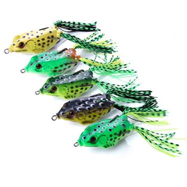 Imagem de 5 Iscas Artificiais Frog Sapo Sapinho Rã Perereca Cururu Jia Pesca Esportiva Comprimento 5 cm Peso 8 gramas Traíra Tucunaré Dourado Black Bass Top