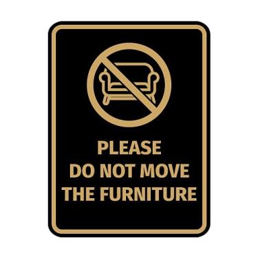 Imagem de Signs ByLITA Retrato redondo, "Please Do Not Move the Furniture Door or Wall Sign" Plástico ABS durável | Gravação a laser | Fácil instalação | Design elegante | AirBNB | Placa de Guesthouse