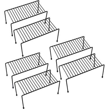 Imagem de Prateleiras de cozinha, mini prateleira de armazenamento de organização de armários, organizador de rack de armazenamento para cozinha, geladeira, armário, banheiro (preto 6)