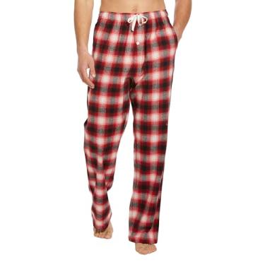 Imagem de Tall MobPlace Calça de pijama masculina 34/36 entrepernas 100% algodão, Vermelho/preto, XXG