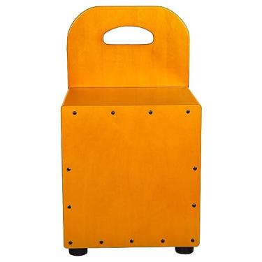Imagem de Tambor Cajon Drum Caixa de madeira feita de tílio, com encosto mini tambor para instrumentos de percussão para iniciantes (amarelo)