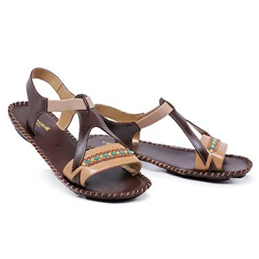 Imagem de Sandália Rasteirinha Feminina Linha Confort Couro Amêndoa 39