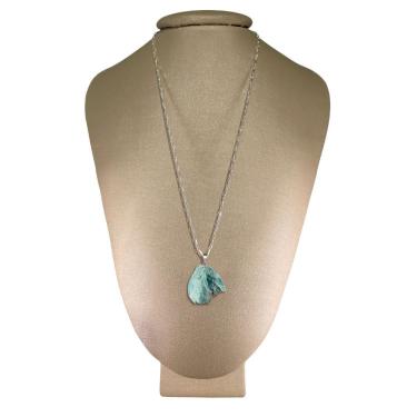 Imagem de Colar Prata 925 Cadeado Turquesa Bruta - Ponte Vecchio Joias