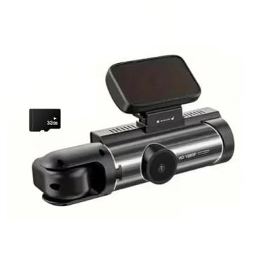 Imagem de Câmera de painel DVR 1080P, câmera frontal e interna dupla, gravador de direção com tela IPS de 3,16 polegadas, suporte para ângulo amplo de 170°, visão noturna nítida, bloqueio de colisão e g