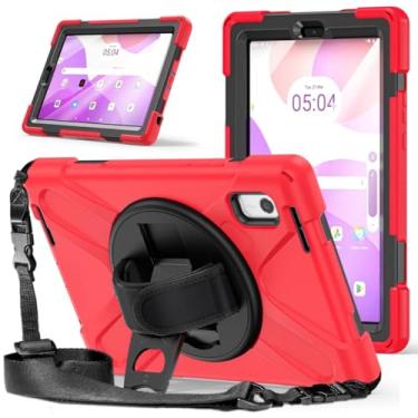 Imagem de Capa infantil à prova de choque segura para PC + alça de ombro de silicone para tablet Lenovo Tab M9 2023 de 9,0 polegadas TB-310FU TB-310XU (vermelha, para Lenovo Tab M9)