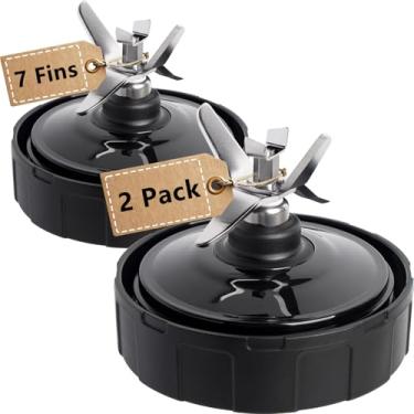 Imagem de (Pacote com 2) peças de reposição compatíveis com liquidificador Ninja, lâmina de liquidificador de 7 aletas compatível com liquidificadores Ninja Auto iQ BL480 BL482 BL642 BL682 NN102