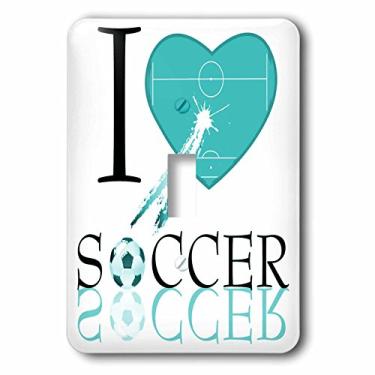 Imagem de 3dRose lsp_101404_1 I Love Soccer in Turquesa interruptor único, multicolorido