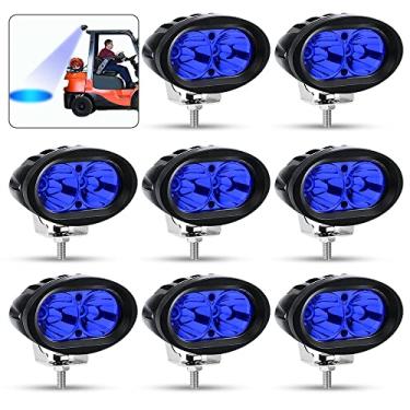 Imagem de Biqing 8 peças oval LED luz de segurança para empilhadeira azul, luz de advertência segura de armazém de 20 W 12 V 24 V luzes LED de motocicleta luz de neblina de trabalho para
