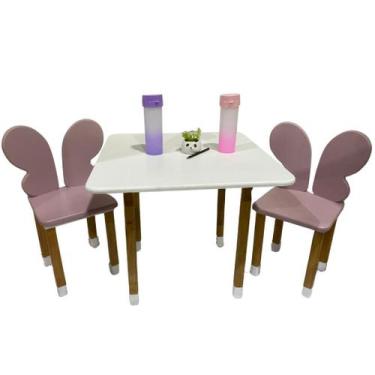Imagem de Conjunto Mesa Mesinha C/2 Cadeira Infantil Borboleta - Móveis mjl, Ros