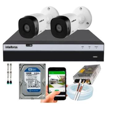 Imagem de Kit CFTV Intelbras HD 2 Câmeras VHC 1120B DVR MHDX 3104 C/HD