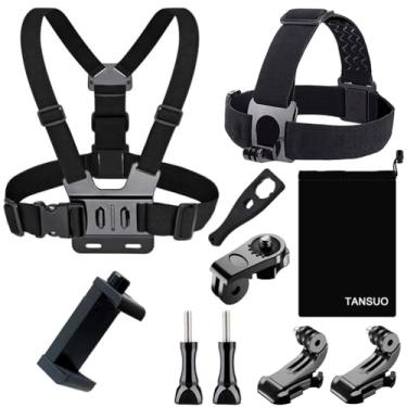 Imagem de TANSUO Suporte de alça para o peito, suporte de alça de cabeça de liberação rápida com clipe de telefone, alça de cabeça + alça de peito compatível com câmera de ação/smartphones