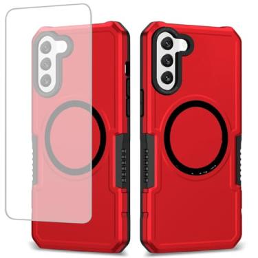 Imagem de Gufuwo Capa para Galaxy S22 5G/Samsung S22 SM-S901U com protetor de tela de vidro temperado, [compatível com MagSafe] Capa protetora de telefone de grau militar à prova de choque para Samsung Galaxy