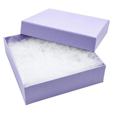 Imagem de TheDisplayGuys – Pacote com 25 caixas de presente em papel kraft vibrante com algodão nº 33 – lavanda clara (8,8 cm x 8,8 cm x 2,5 cm)