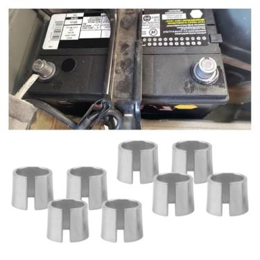 Imagem de 2 pares de calços de poste de bateria, mangas cátodo de ânodo de chumbo puro, mangas adaptadoras de conversor de terminal de bateria de carro para postes positivos e negativos, acessórios universais