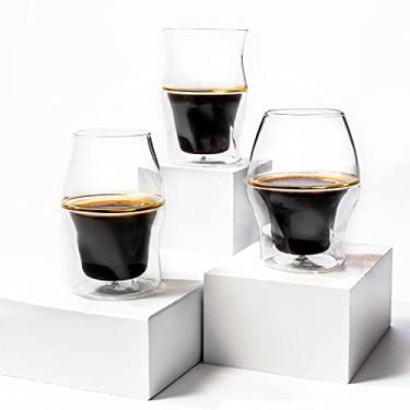 Imagem de Copos de vidro AVENSI Coffee Enhancing - Conjunto completo: 3 copos (VIDA, SENTI, ALTO), com porta-copos de feltro, pano de polimento e guia de preparação